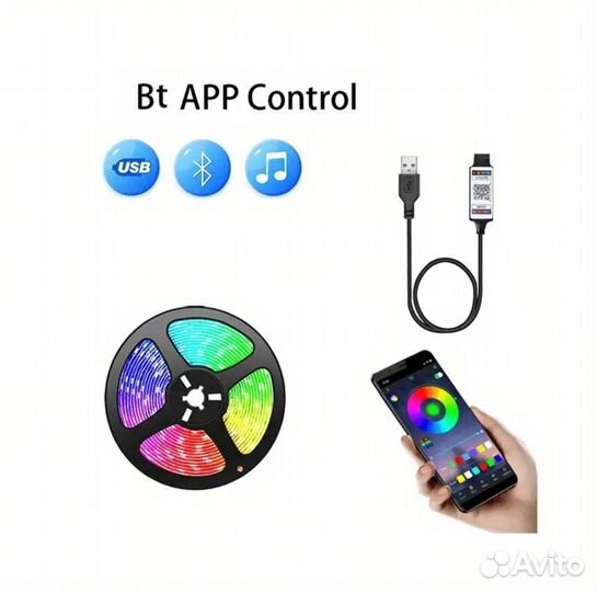 Светодиодная RGB лента. пду, Bluetooth