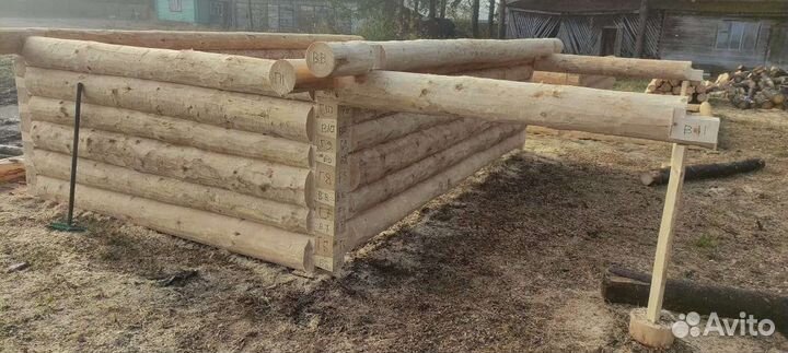 Сруб бани 5*3,5+2м открытая терасса