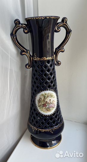 Ваза 43 см,кобальт,прорезной фарфор,ссср,Фрагонар
