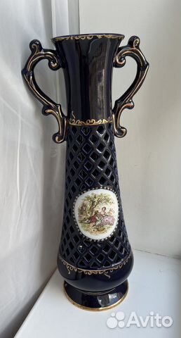Ваза 43 см,кобальт,прорезной фарфор,ссср,Фрагонар