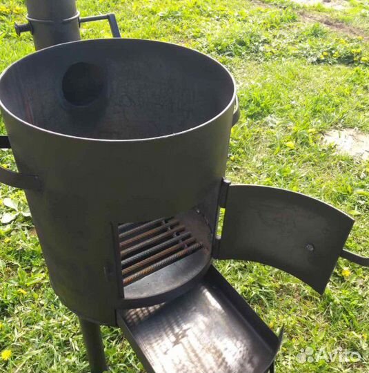 Комплект печь+казан 6-22л 2мм сталь с дымоходом