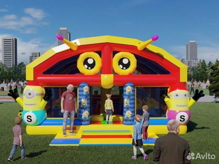Надувной батут Миньон с крышей 6*8