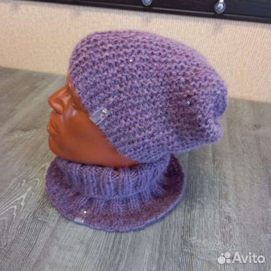 Комплект женский шапка и воротник манишка