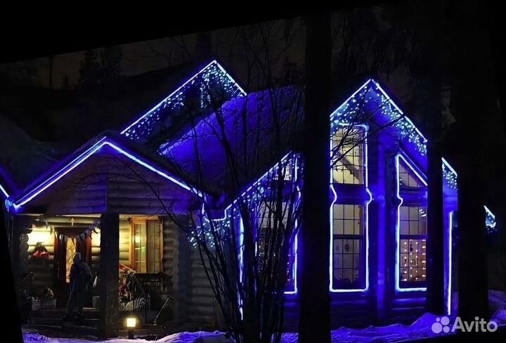 Новогоднее украшение дома гирляндой