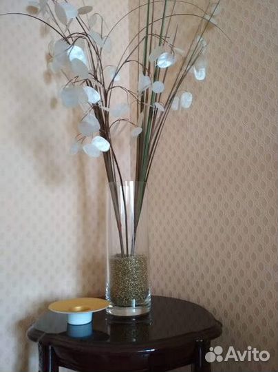 Ваза стекло Чехия керамика сухоцветы