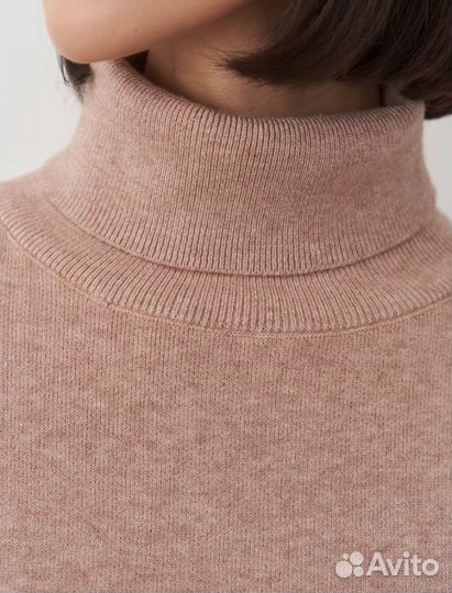 Свитер женский оверсайз с горлом 42-48 бежевый