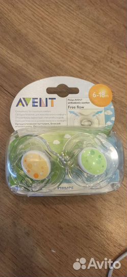 Соски-пустышки avent, новые, 6 -18 мес