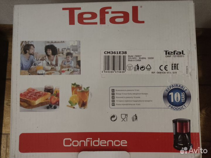 Кофеварка капельная tefal cm361e38