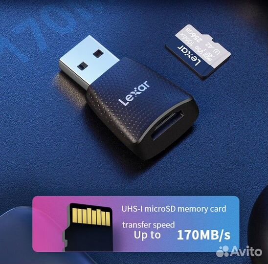 Картридер microSD lexar USB 3,2 170мб/с