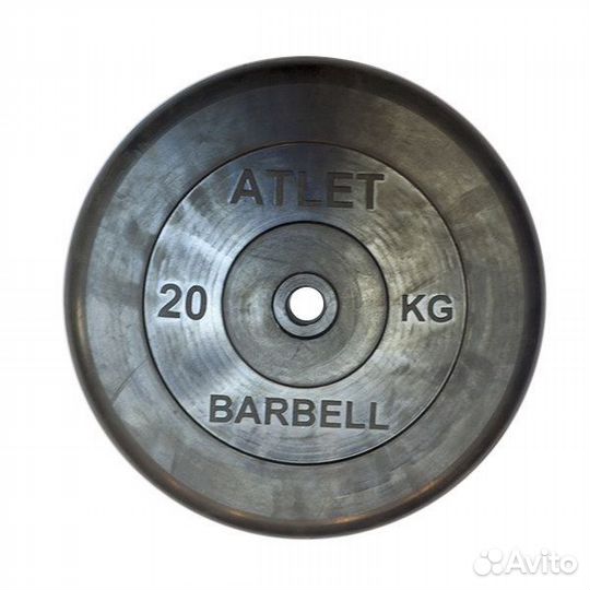 Диск обрезиненный 20 кг Barbell Atlet (чёрный)