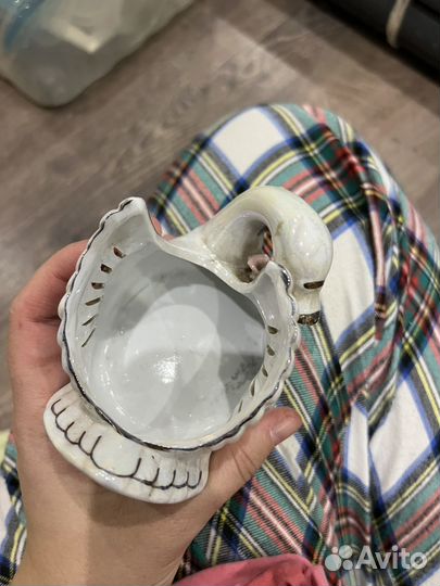 Лебедь фарфор конфетница икорница вазочка СССР