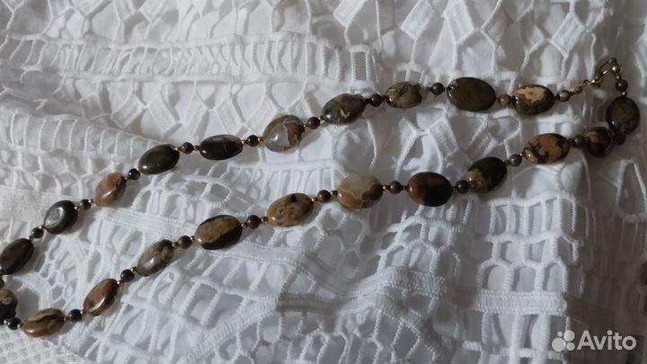 Браслет из горного хрусталя, бусы яшма