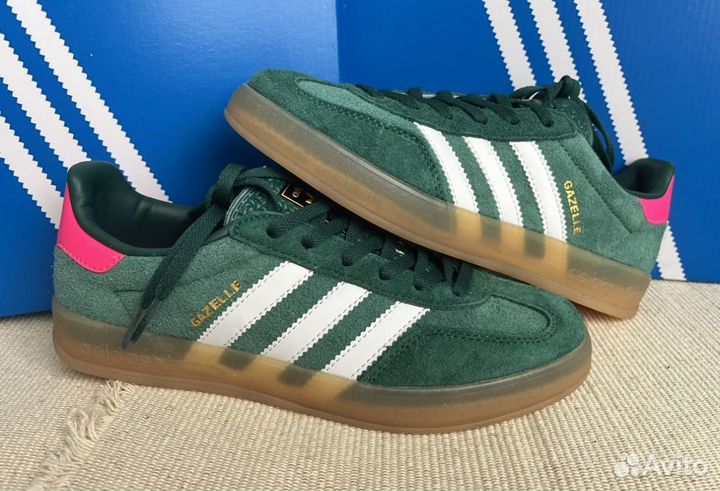 Кеды Adidas Gazelle Indoor Green Lucid Pink