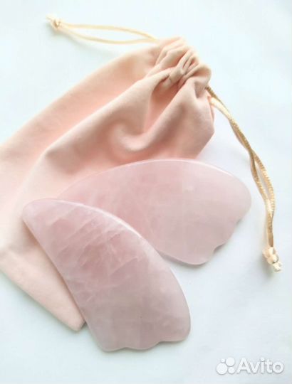 Массажный камень. Скребок гуаша розовый кварц