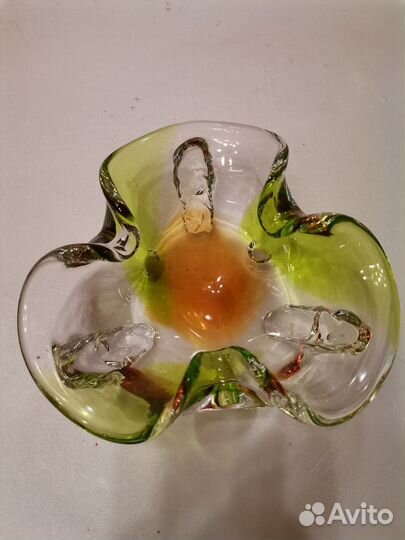 Конфетница цветное стекло Богемия