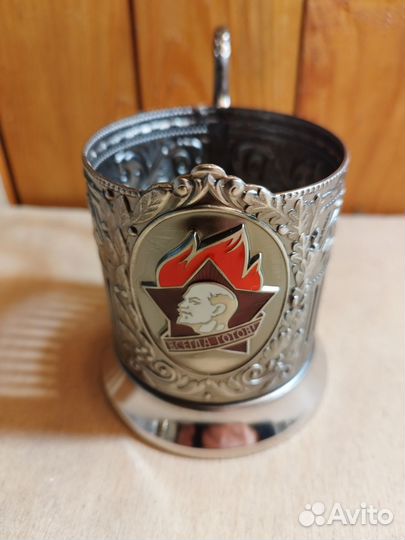 Подстаканник никелированный с эмалью 