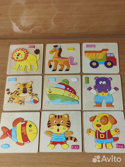 Деревянные пазлы вкладыши