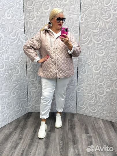 Куртка стеганная розовая пудра р. 62/64