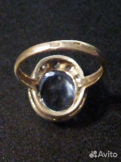 Серебряное кольцо 925, с топазом и фианитами