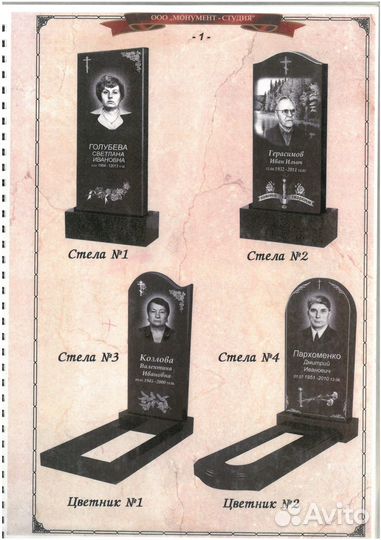 Изготовление и установка памятника:+ ограда,плитка