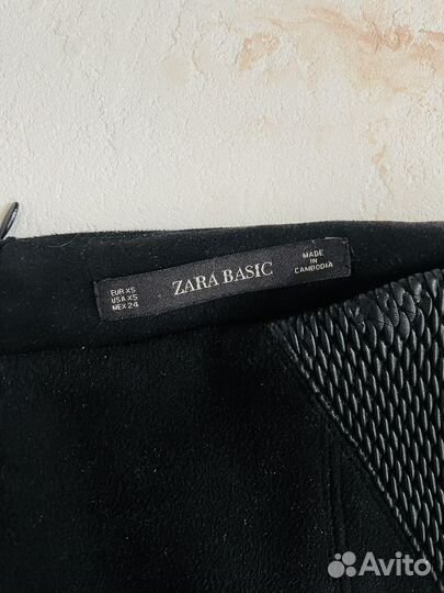 Юбка zara basic, хs (черный цвет)