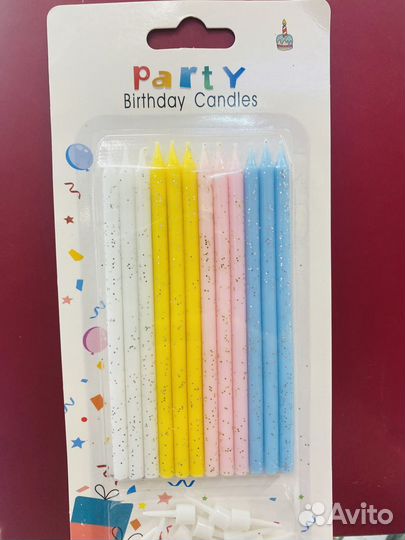 Набор свечей 12 шт. с блеском в ассортменте