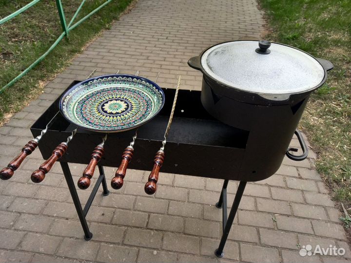 Мангал + чугунный казан + шампура + ляган