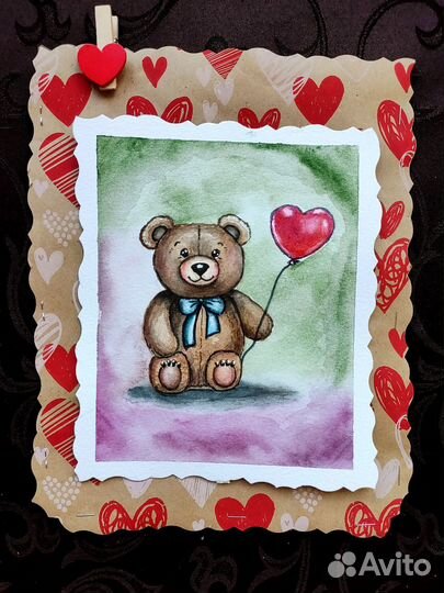 Открытка ручной работы. Акварель