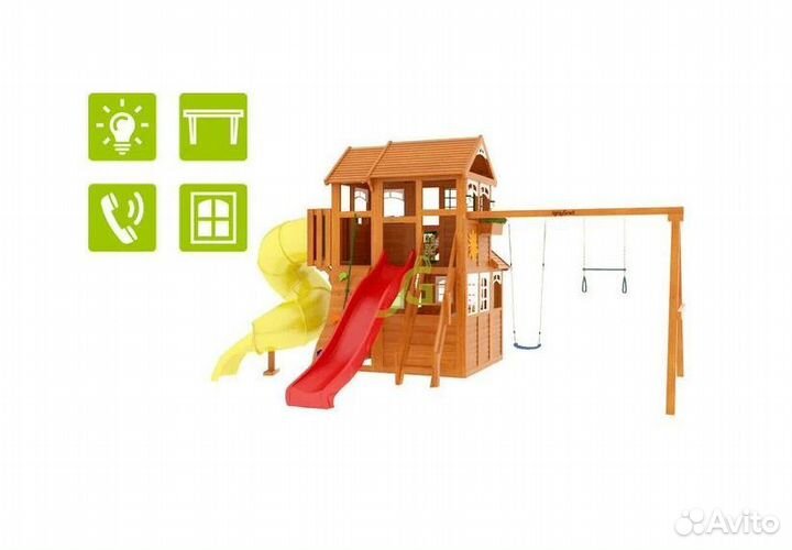 Детский комплекс Клубный домик 3 с трубой Luxe