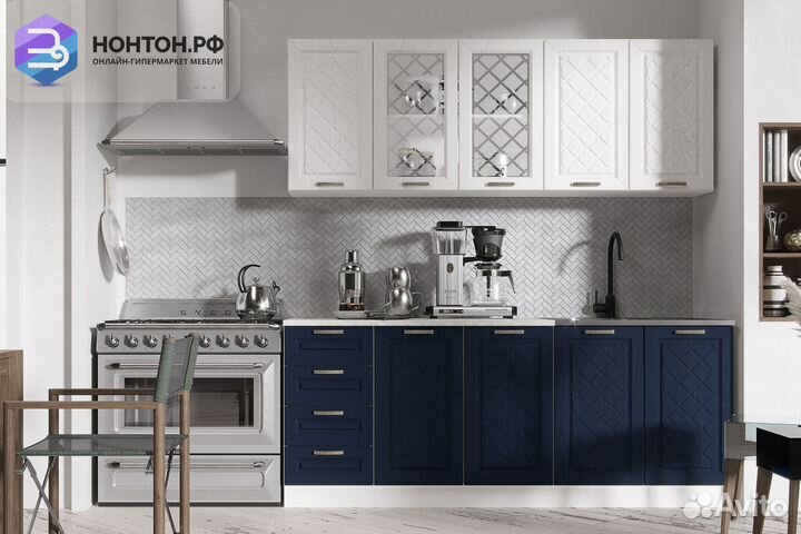 Кухня Агава 2.0 м акация белая / сапфир