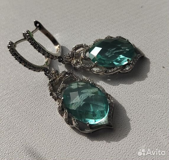Серебряные серьги с аквамарином