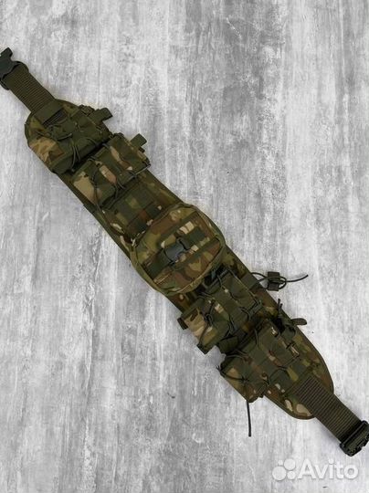 Пояс разгрузочный тактический с подсумками Мох/Кам