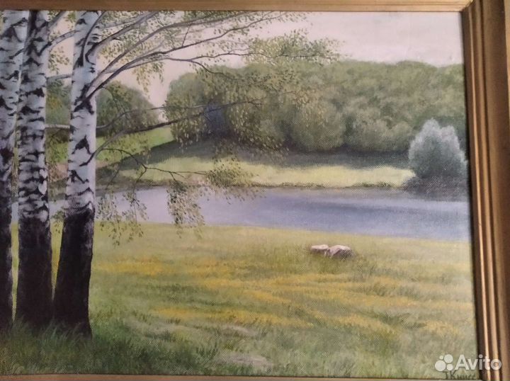 Картина маслом на холсте пейзаж Березы