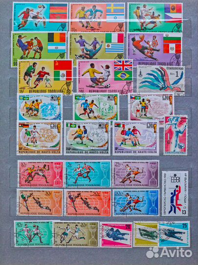 Марки почтовые иностранные, гашенные спорт
