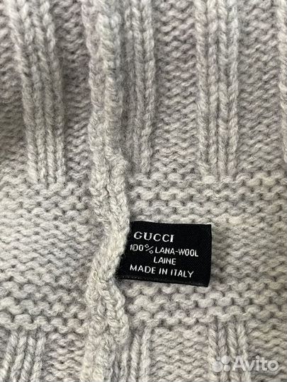 Шапка Gucci оригинал, серого цвета, с лого