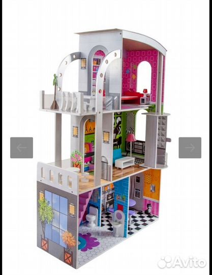 Кукольный домик для барби с мебелью и лифтом