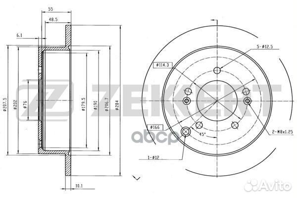 Диск торм. зад. Hyundai ix35 10- Santa Fe I 01