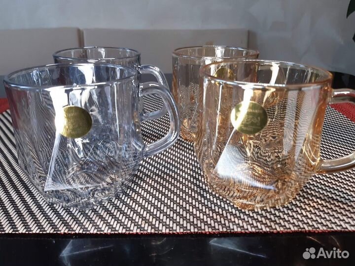 Кружки стеклянные 350 мл цветные