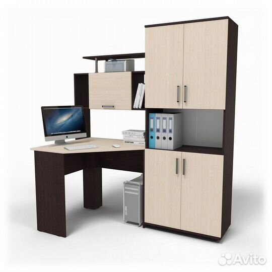 Компьютерный стол угловой с надстройкой