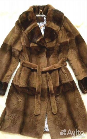 Норковая шуба с лазерными узорами