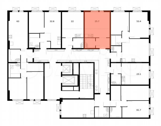 Квартира-студия, 25,7 м², 2/14 эт.
