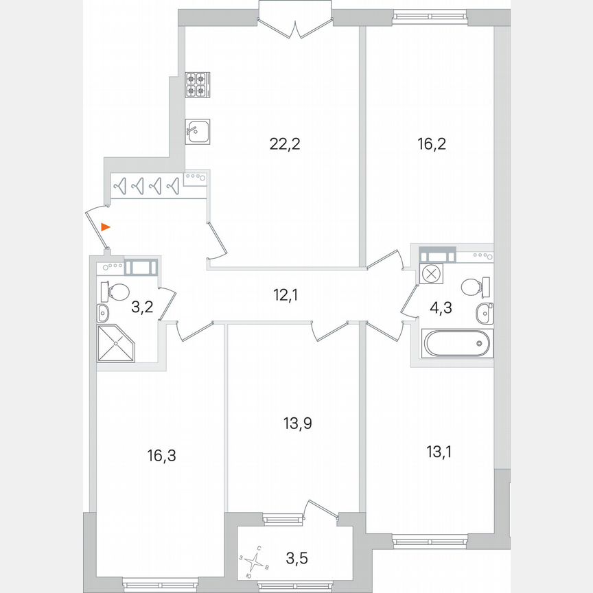 4-к. квартира, 103,1 м², 4/4 эт.
