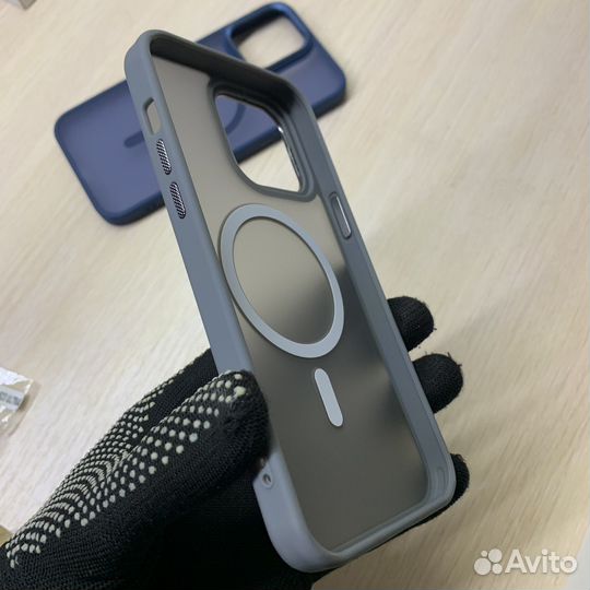 Чехол на iPhone 14 Pro Max MagSafe MetSafe серый