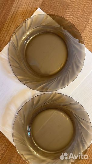 2Тарелки Черное стекло Не бьющиеся Франция Vereco