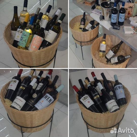 Плетеная корзина, корзина на металлической стойке