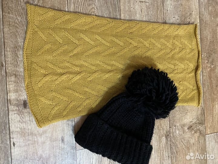 Вязаная шапка и бафф(шарф- труба вязанный