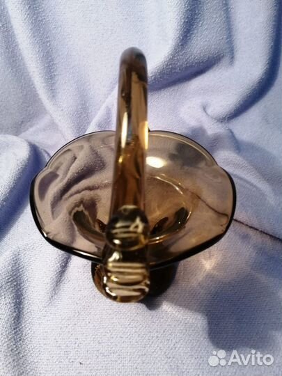 Тортница, ваза, конфетница медовое стекло СССР