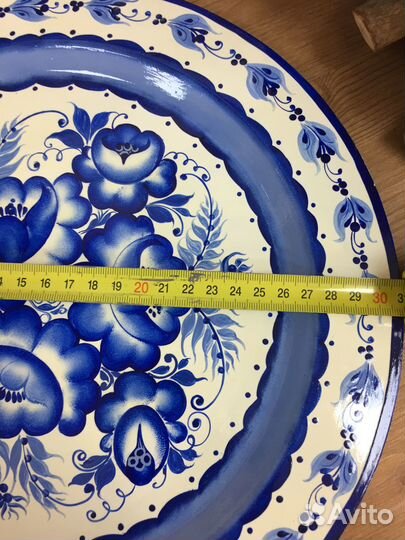 Поднос металл авторская роспись гжель