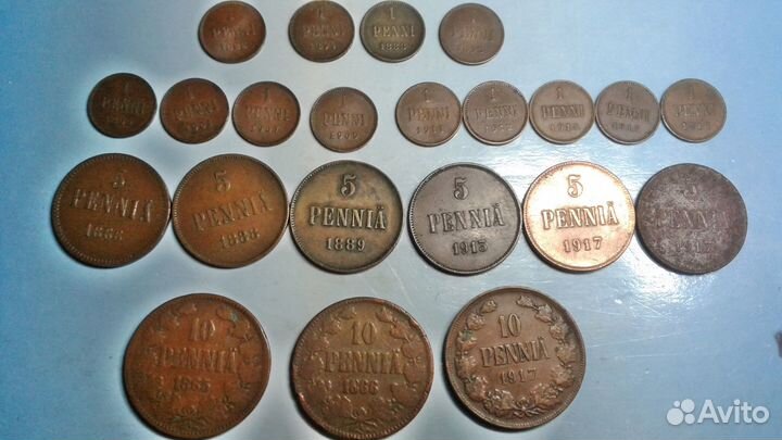 Монеты1,5,10 Пенни, Россия для Финл., цена разная
