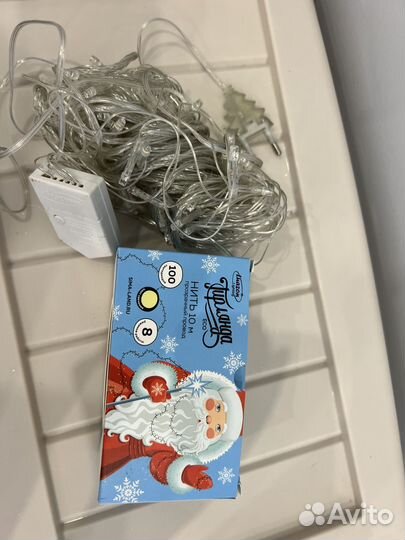 Гирлянда светодиодная 10 метров Теплый белый